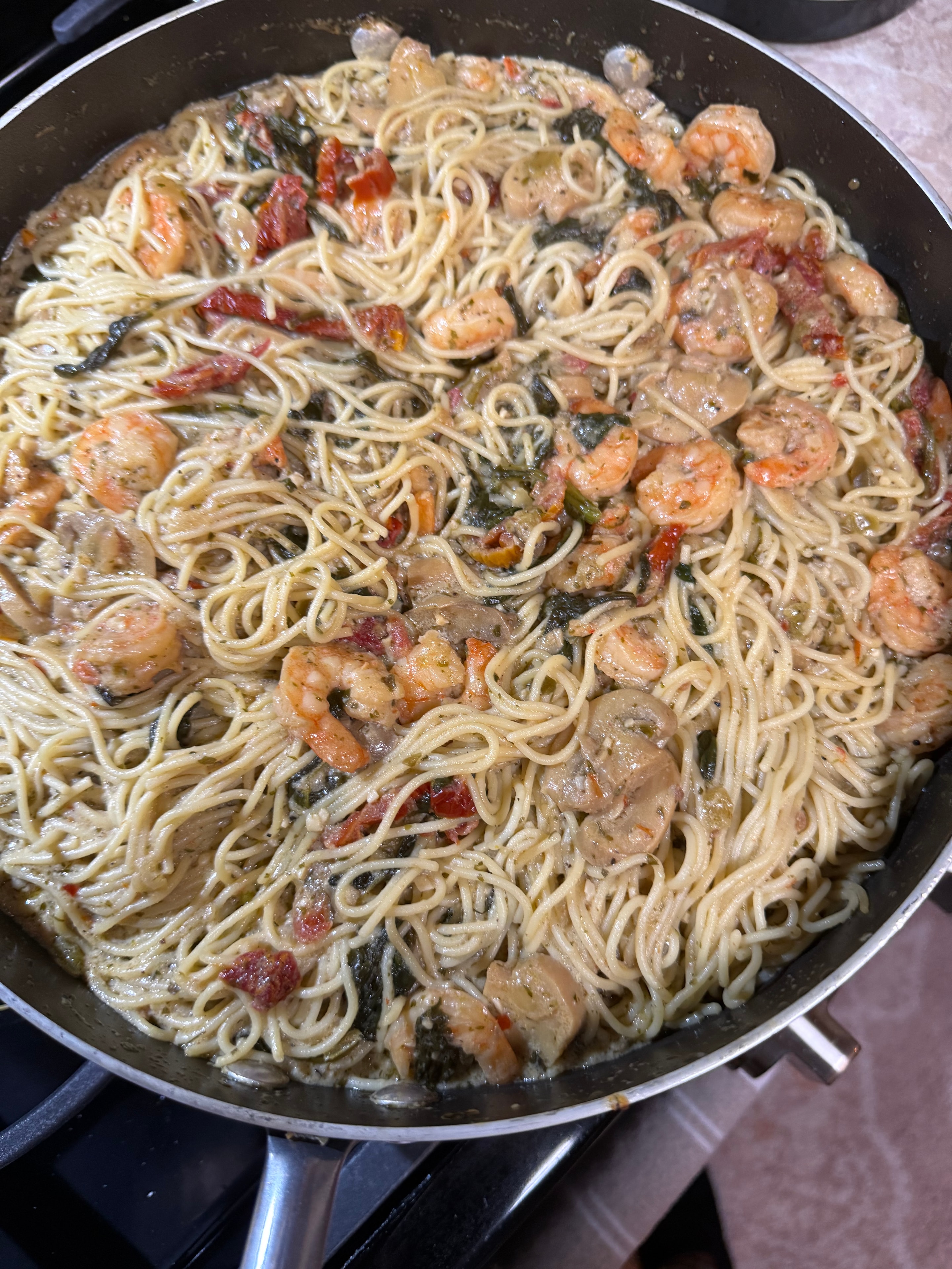 Lemon garlic butter linguine with shrimp